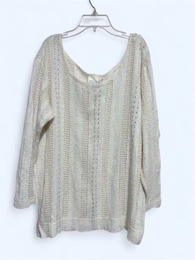 Moda International Cream Open-Knit Lightweight Sweater Top